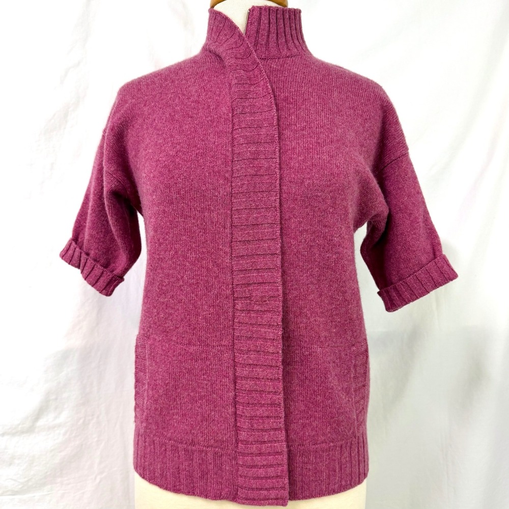 RIVAMONTI Brunello Cucinelii Italy Wool Short Sleeve Sweater Magenta Size L/XL